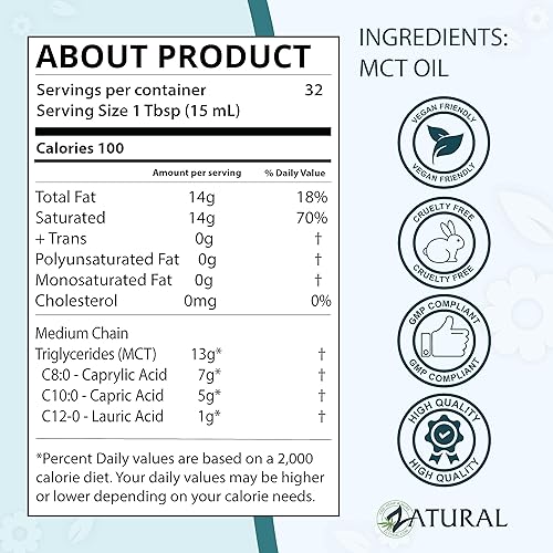 Miniatura 7 de Aceite MCT puro, aceite portador, aceite de masaje, aceite hidratante, aceite para el cabello, grado alimenticio y terapéutico, 16 onzas