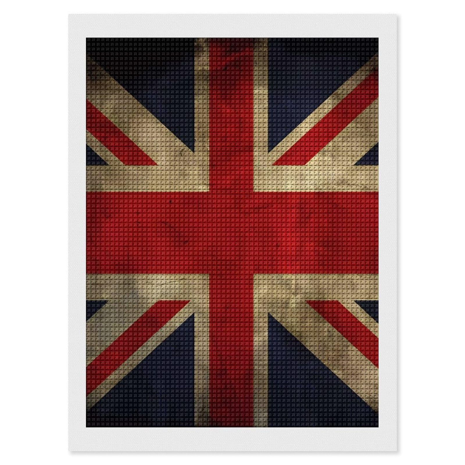 FodPand British Flag Diamond Painting Kit for Beginner Fun 5D DIY Crafts for Adults Diamond Art Kits Square Diamond Art Canvas Painting Gem Art Crafts for Home Wall Decor 12"x16"
