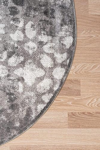 Miniatura 8 de Unique Loom Sofia Collection - Alfombra Larvotto (7 pies 1 pulgada, redonda, gris oscuromarfil)