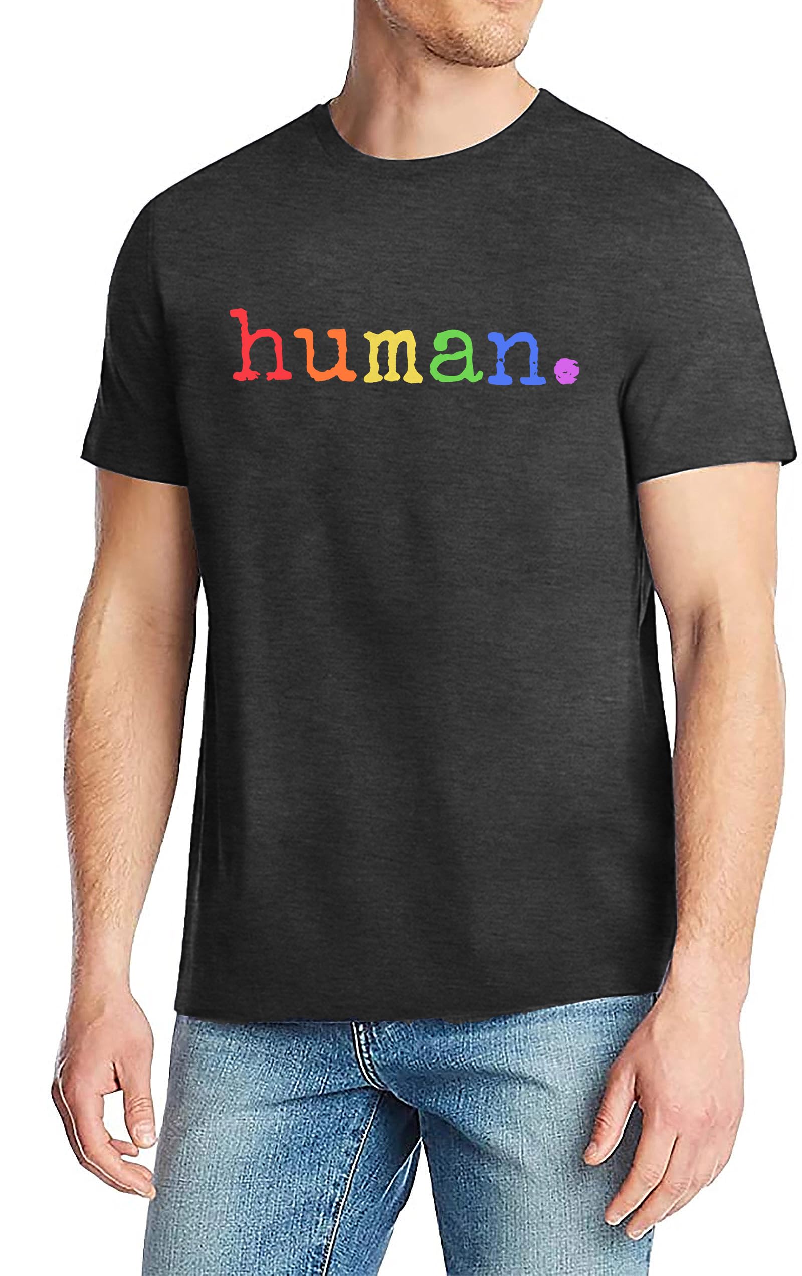 Pride Shirts Men: Human LGBTQ T Shirt Gay Pride Month Shirt Rainbow Graphic Tee LGBT Equality Blouse Tops