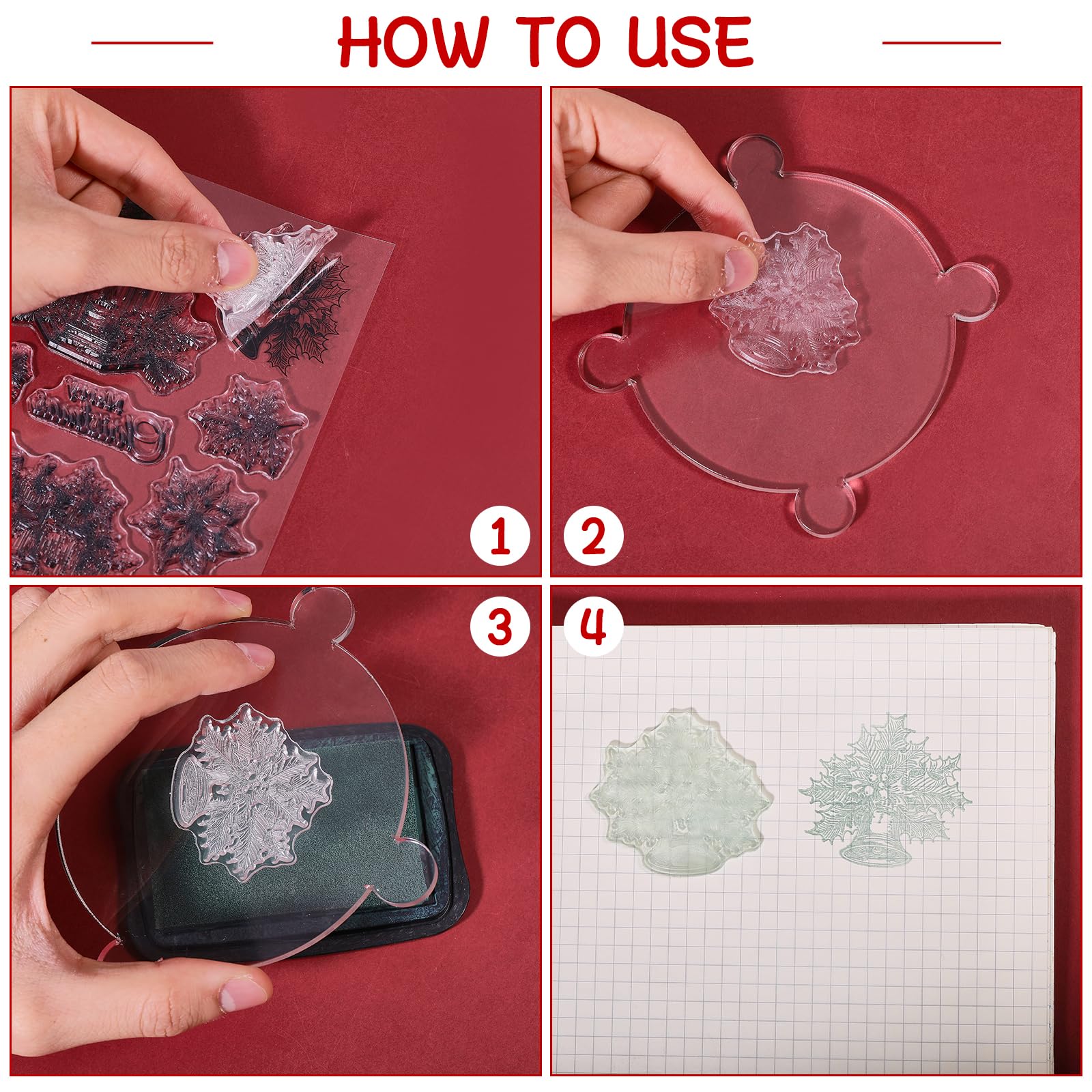 GLOBLELAND Timbri Trasparenti In Silicone Natalizio per La Creazione di Biglietti Candele Natalizie Sigillo In Silicone Campanella di Stella di Natale Timbro Trasparente Decorativi Strobili