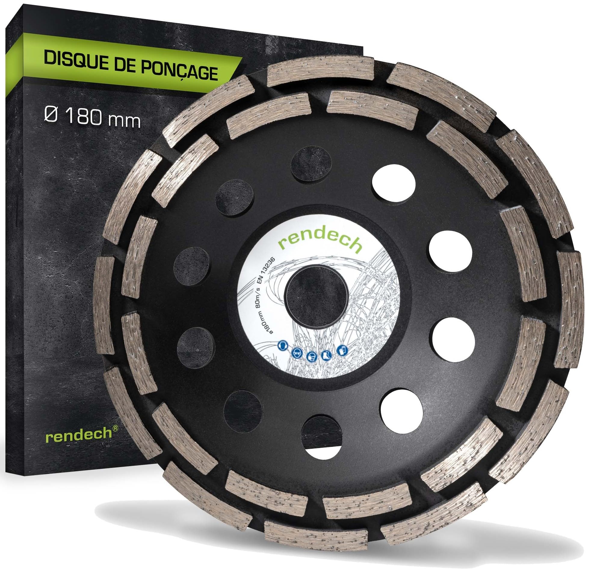Meule Diamantée 180 mm pour Colle à Carrelage, Béton, Maçonnerie - Meule Boisseau Diamantée Compatible Meuleuses d'Angle