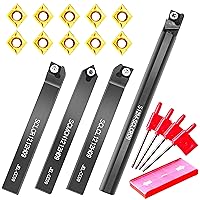 Vista 12 de Juego de brocas para torno - Herramientas de corte para torno de metal 4 piezas con mango de 1/2" portaherramientas girables barras de aburrimiento