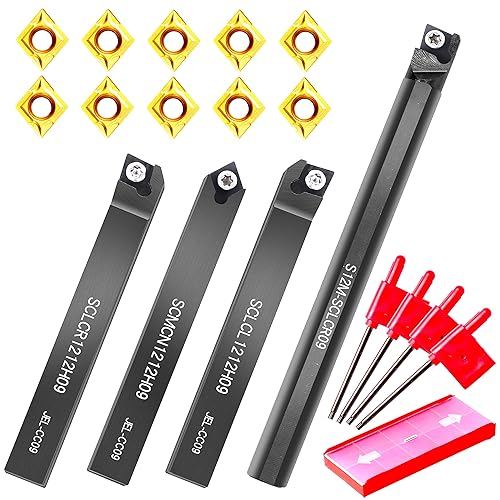 Juego de Portaherramientas de Torneado para Torno, Herramientas de Roscado, Juego de 14 piezas - Herramientas de Corte para Torno de Metal, 4