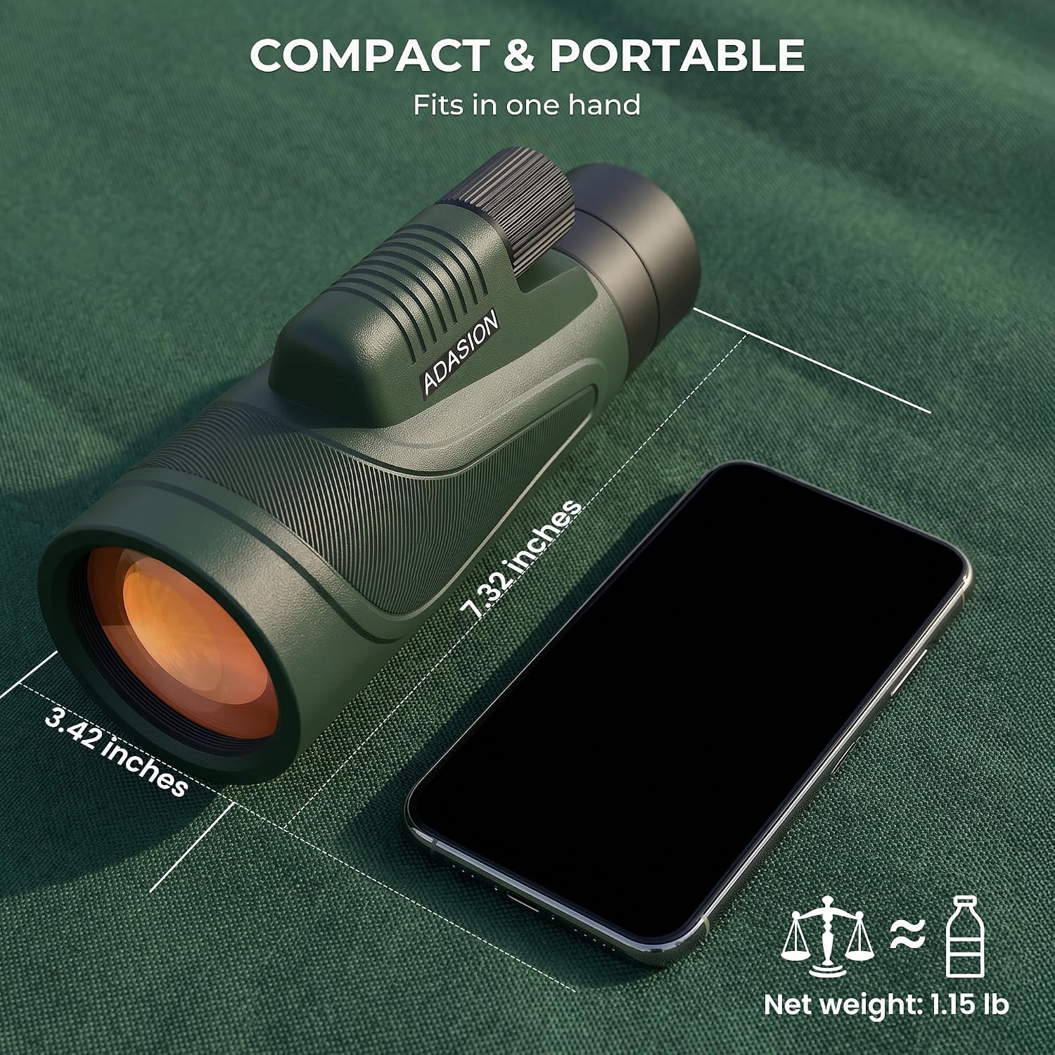 12x54 Monocular Telescope for Adults High Powered with Tripod and Phone Adapter, HD BAK4 Prism FMC Lens, Waterproof with Carrying Bag for Bird Watching Travel Sports