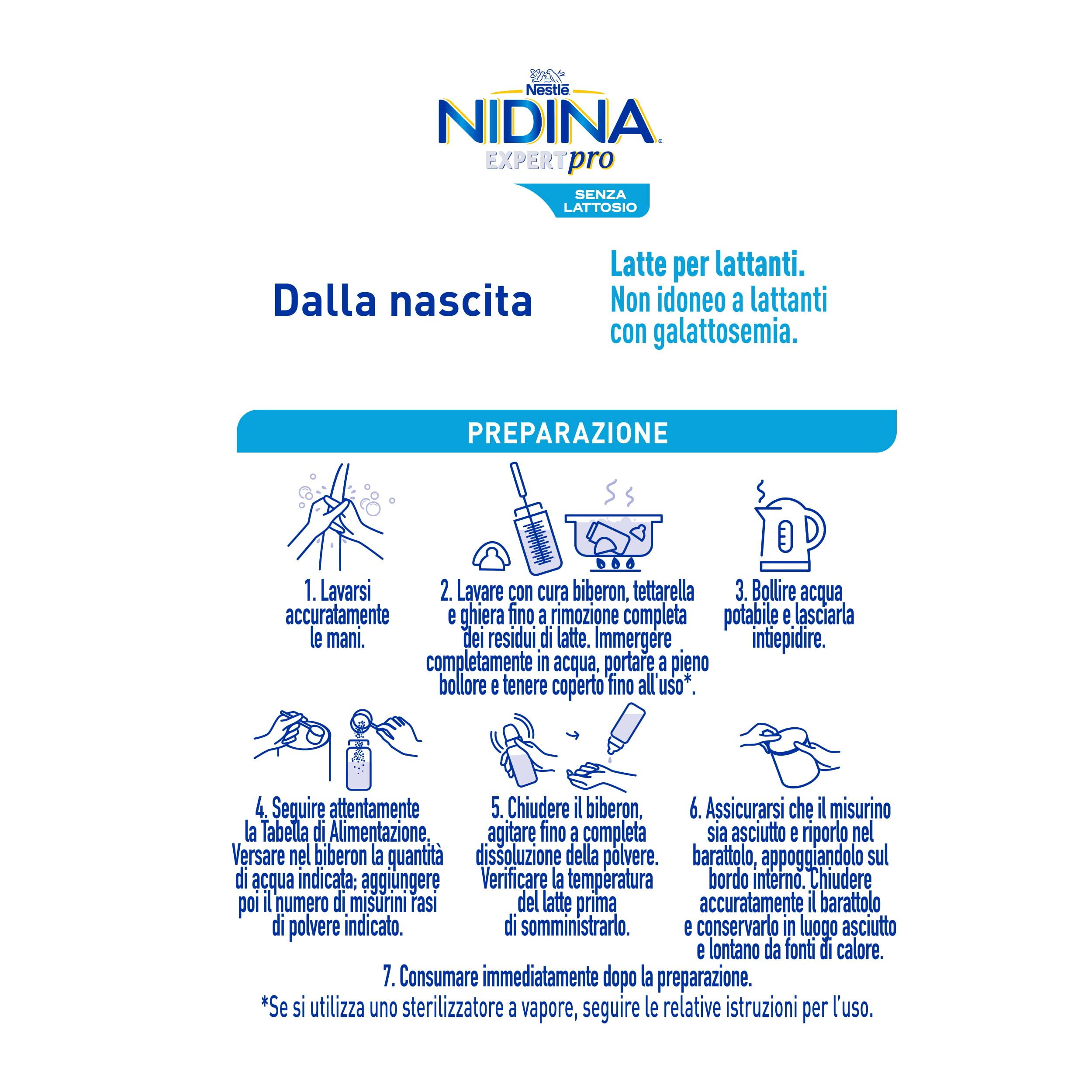 NIDINA EXPERT Pro Senza Lattosio Latte per Lattanti Polvere, Latta 400g
