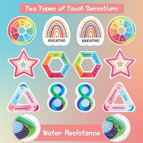 Miniatura 2 de 60 calcomanías sensoriales de ansiedad, calcomanías texturizadas reutilizables, calcomanías adhesivas de atención plena para ansiedad, calcomanías