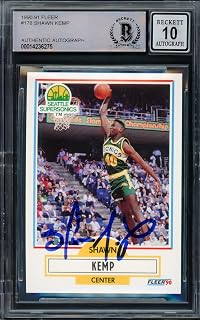 Shawn Kemp Autographed 1990 Fleer Rookie Basketball Card #178 Auto Grade Gem Mint 10 Beckett BAS Stock #206097