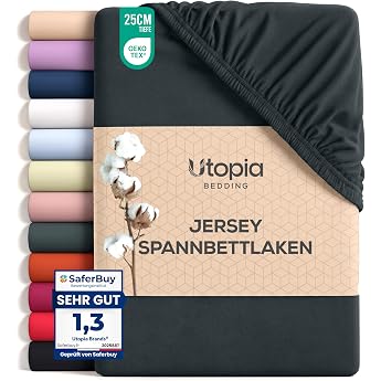 Utopia Bedding Jersey Fitted Sheet Anthracite 200 x 200 cm