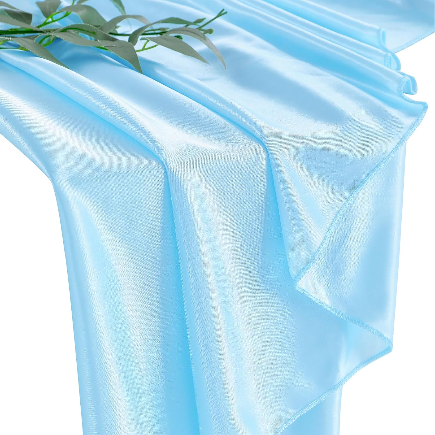 Baby Blue Polyester Table Skirt Ruffled Desk Skirt 14FT Party Decor | Table Skirt for Gender Reveal Boy Birthday Party Baby Shower Mermaid Theme Cake Derssert Party Table Skirt Decoration