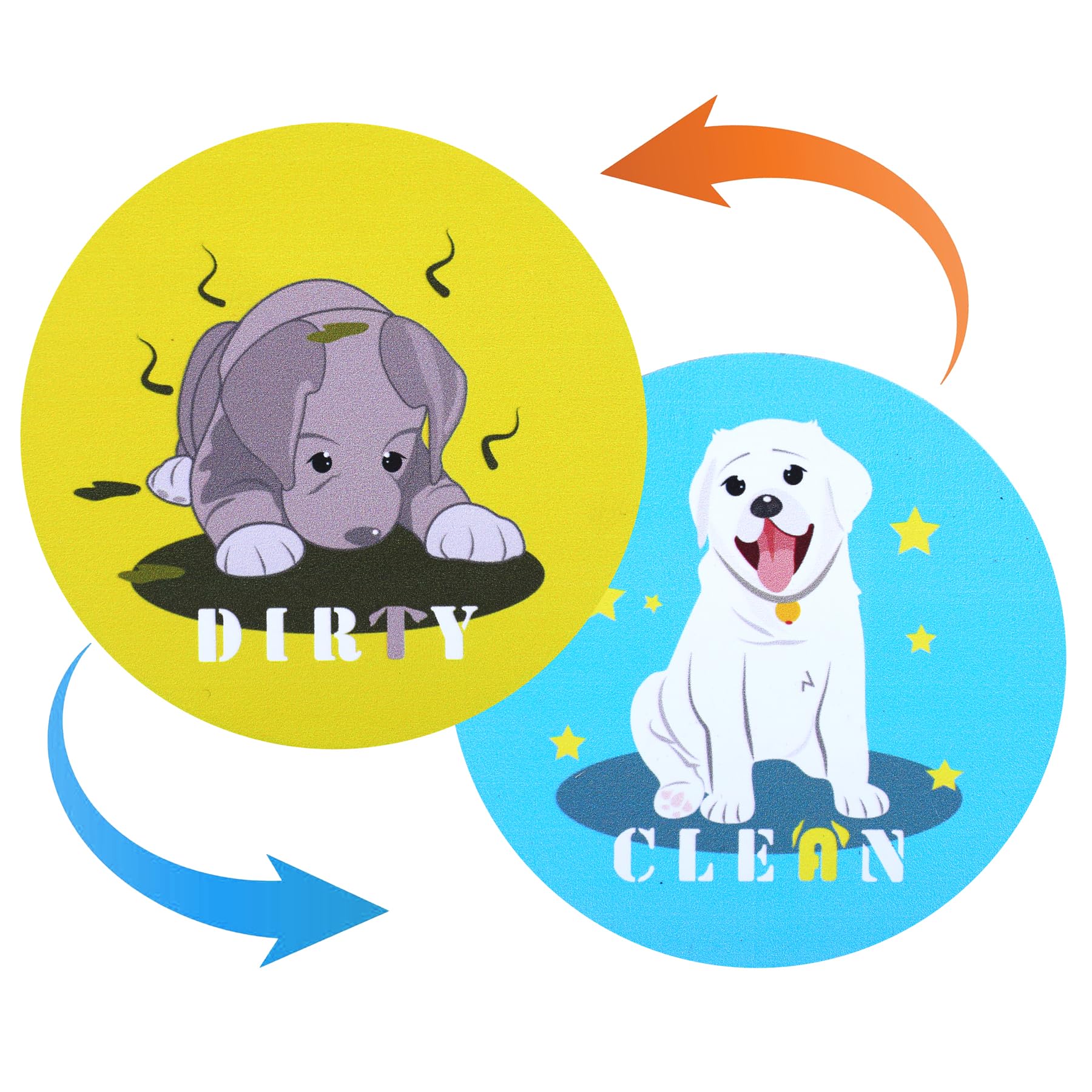 Large Dishwasher Magnet Clean Dirty Sign -Waterproof, Reversiblefor, Funny Cartoon Dog Clean Magnet Sign for Kitchen Organization and Storage - Strong Sided Indicator (with Adhesive Board)