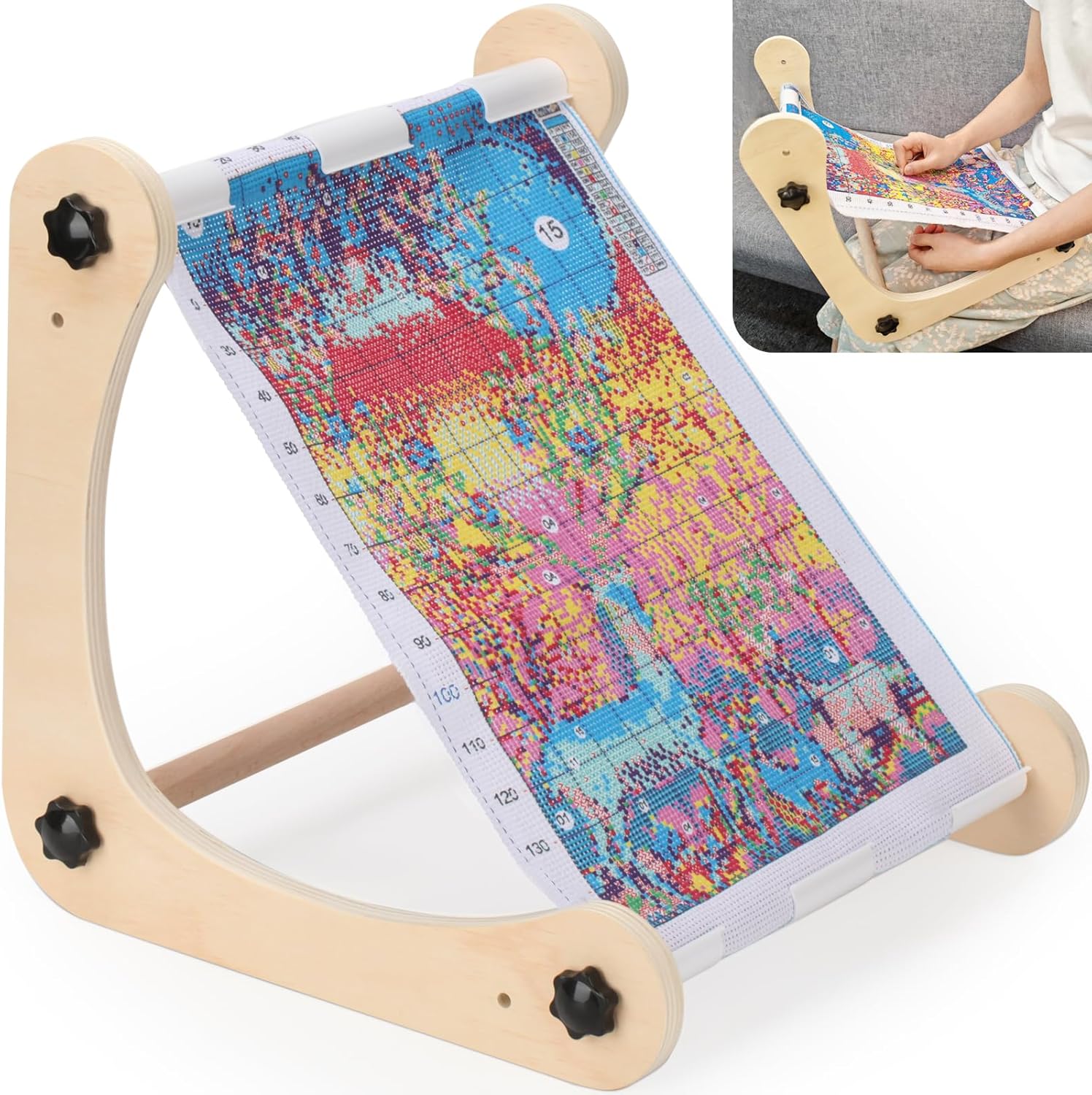 Adjustable Embroidery Stand – Premium Embroidery Frame and Cross Stitch Hoop Stand for Versatile Needlework - Ideal for Cross Stitch, Needlepoint, Beadwork, Embroidery, and Small Tapestry (30cm)