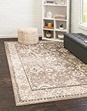 Rugs.com Madeline Collection Rug – 6x9 Beige Brown Medium-Pile Rug Perfect for Bedrooms, Dining Rooms, Living Rooms