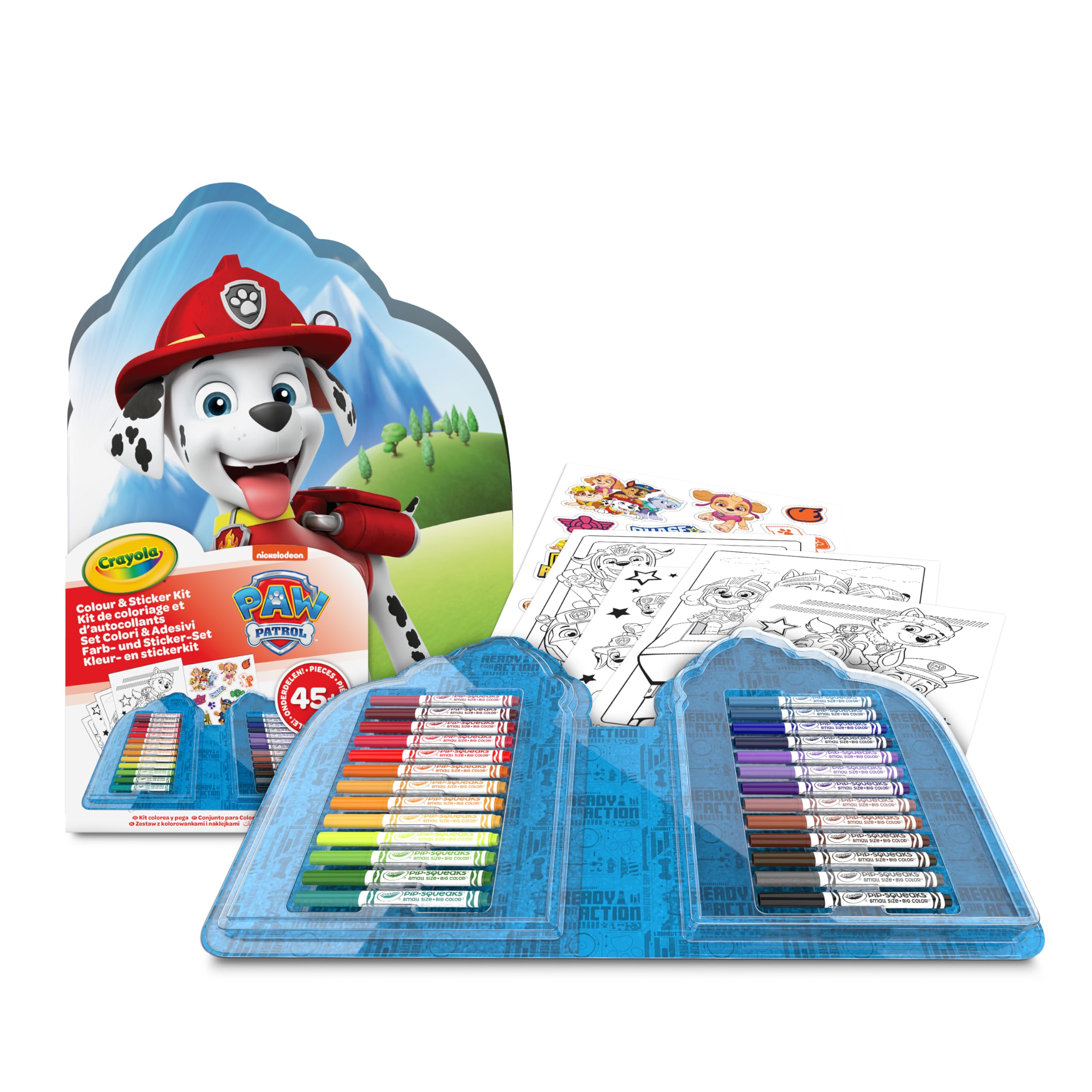 CRAYOLA - Case with Colours & Stickers Paw Petrol, Felt Pen Set, Colouring Pages, Stickers, 45 Pieces, Creative Gift for Children from 5 Years, 04-0783