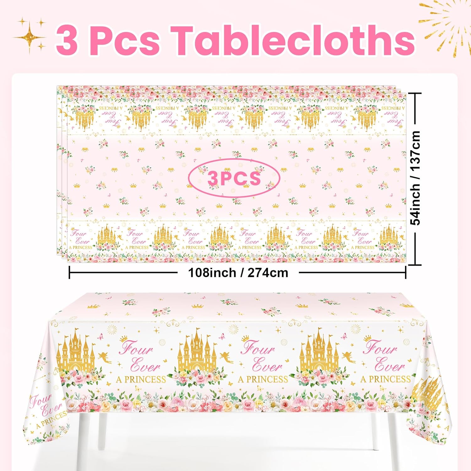 Avezano 100 pcs Four Ever a Princess Birthday Decorations Set