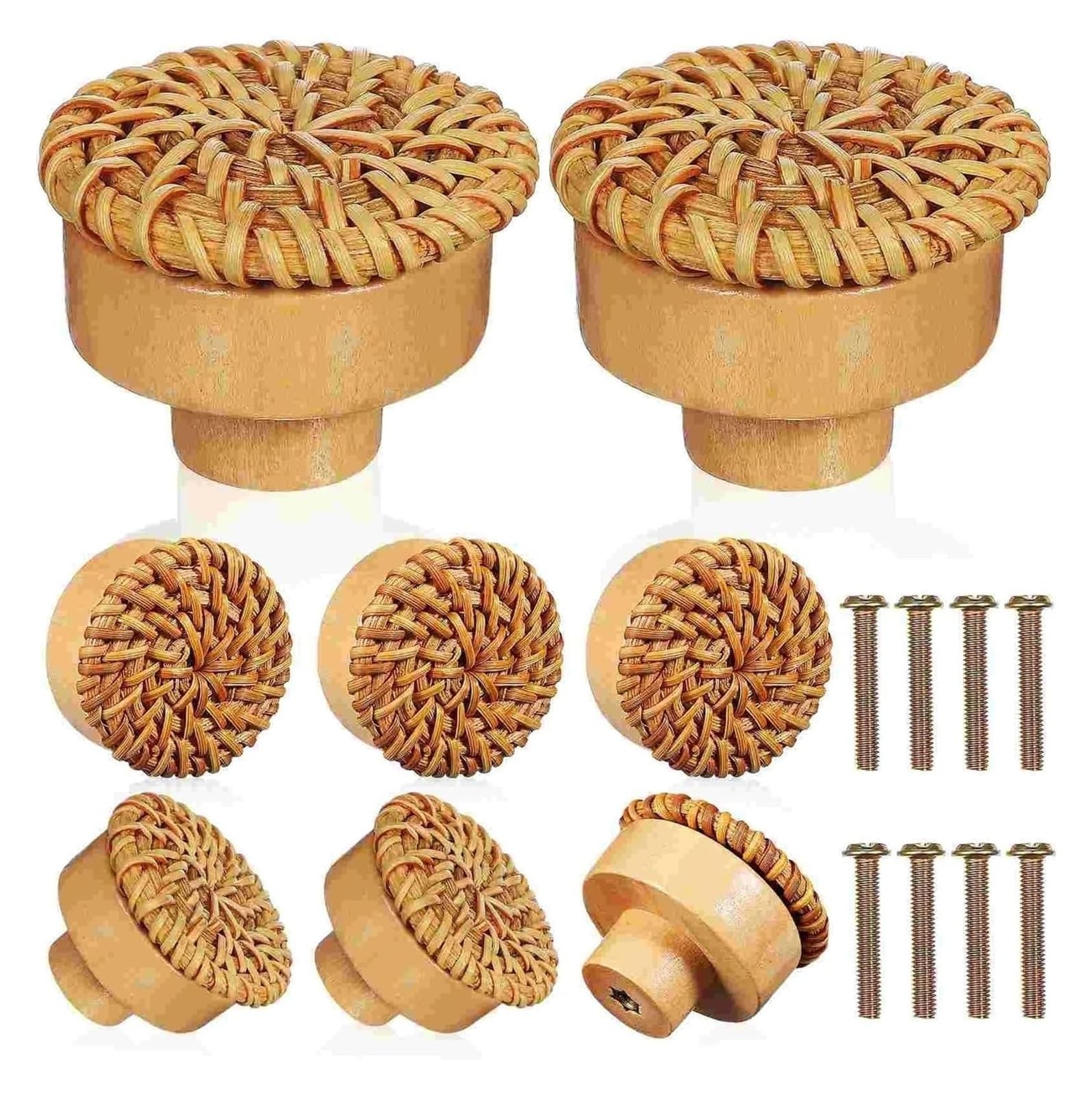 NHralpajj Rattan Wood Drawer Knob