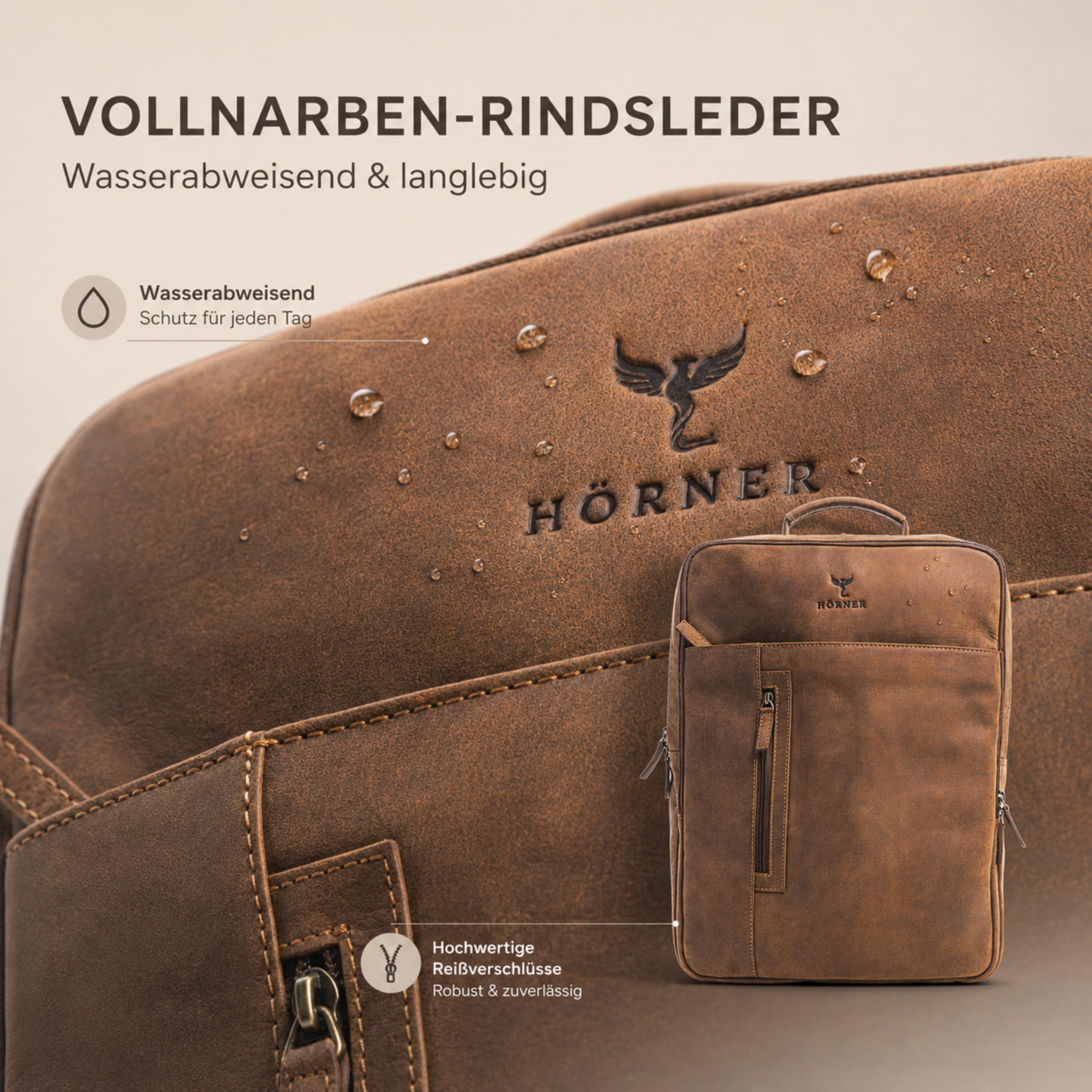 SAXUM Leder Rucksack Herren – Business Laptop Rucksack bis 16 Zoll – Echtleder Lederrucksack mit Laptopfach für Arbeit, Büro, Uni & Reise – geeignet Ryanair Handgepäck 40x30x20 - Braun