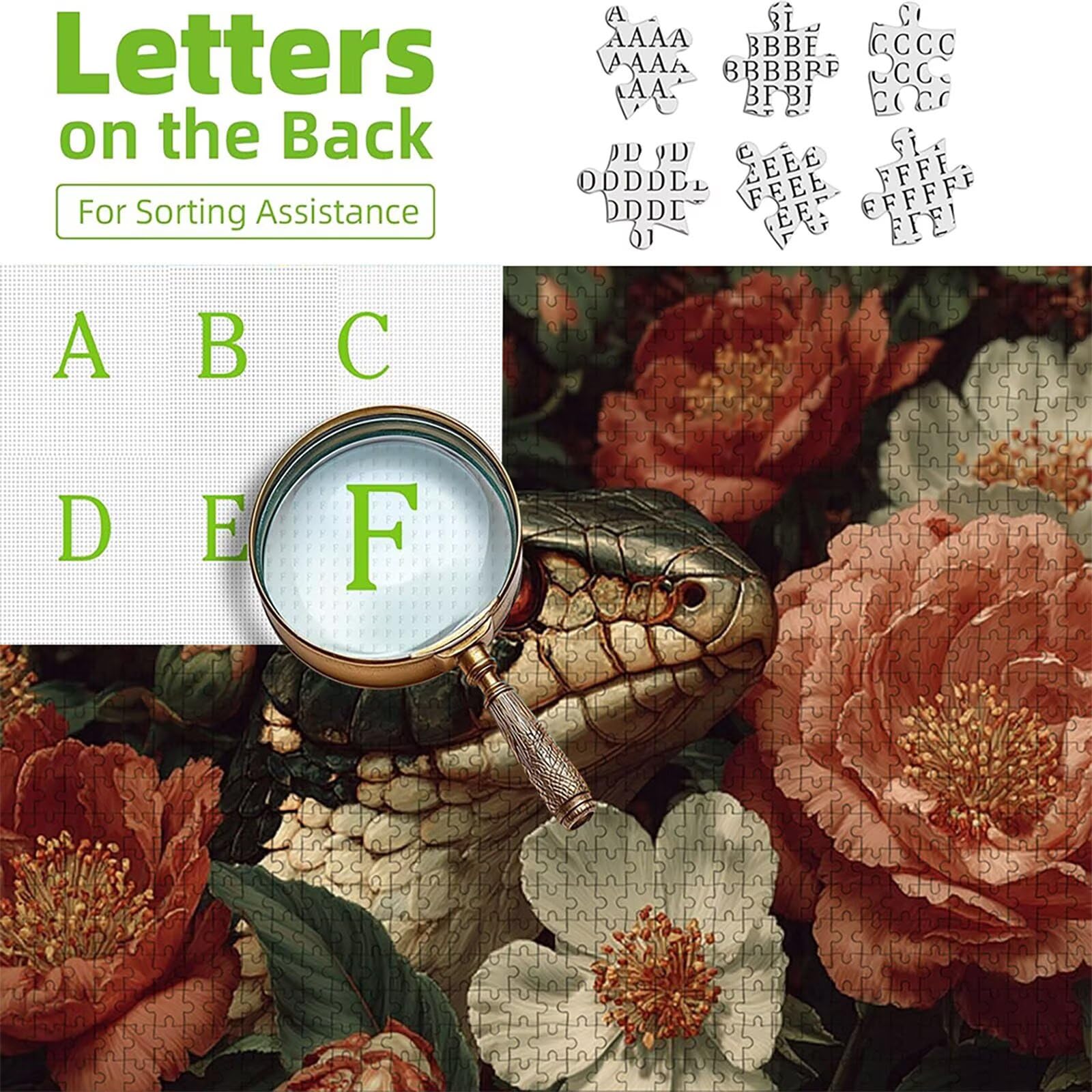 Flower Puzzle 4000 Pezzi Adulti, Puzzle Legno con Scatola 141x87cm, DIY Giochi Divertenti per Familiar, Idea Regalo Uomo e Donna, Squisita confezione Regalo, Estate Decorazioni Casa, (Serpente) R-5684