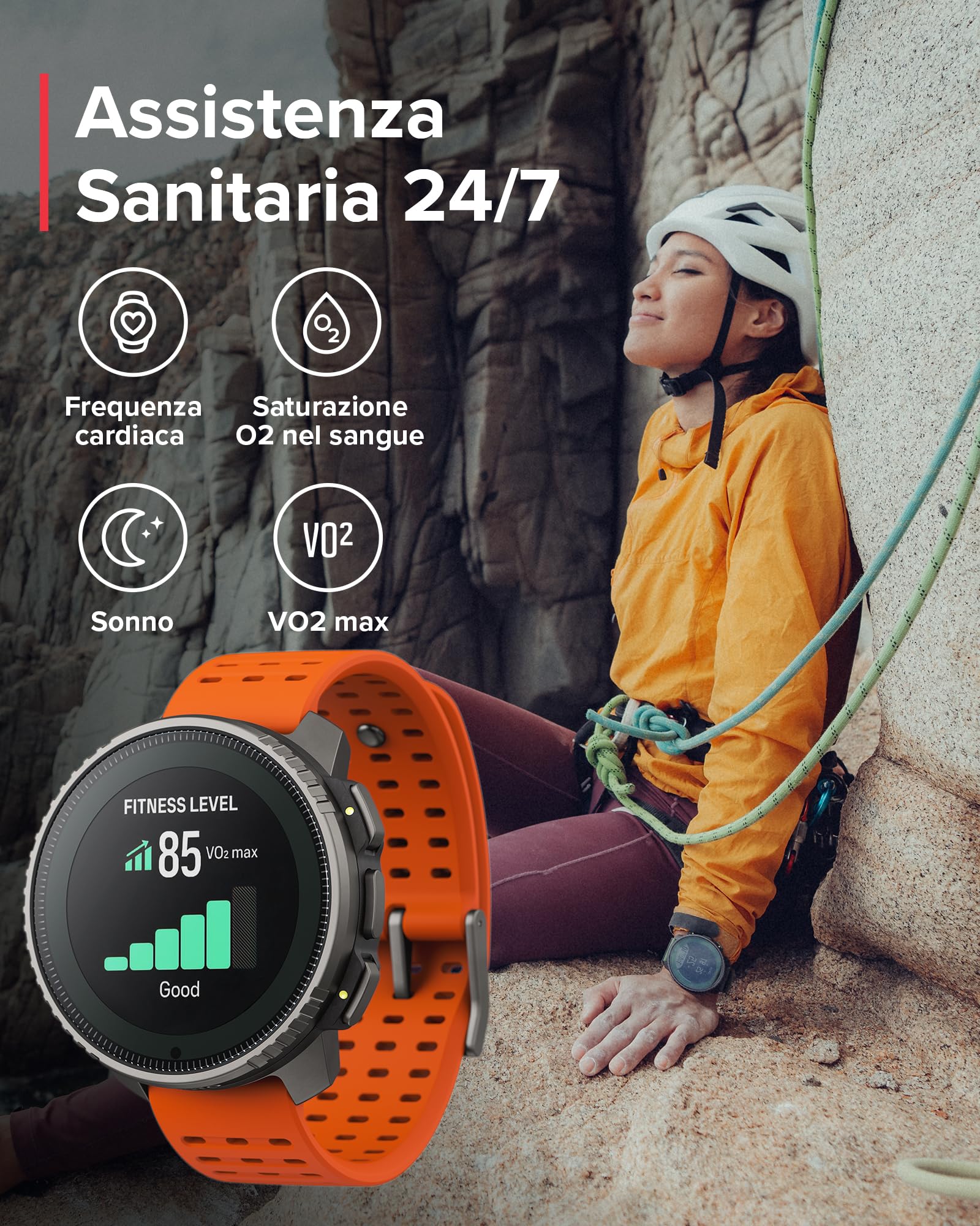 SUUNTO Vertical Orologio Sportivo, Smartwatch Impermeabile GPS Activity Tracker Mappe Offline, Monitoraggio Salute 24/7, 95+Sport, Cardiofrequenzimetro Altimetro Barometro, Ricarica Solare Opzionale - 5