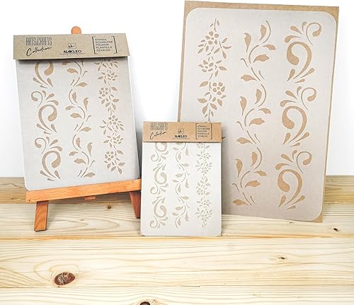 Miniatura 9 de NAKLEO - Plantilla de plástico reutilizable para bricolaje, brotes de bambú tropicales orientales, arte artesanal, pintura de pared, plantilla de