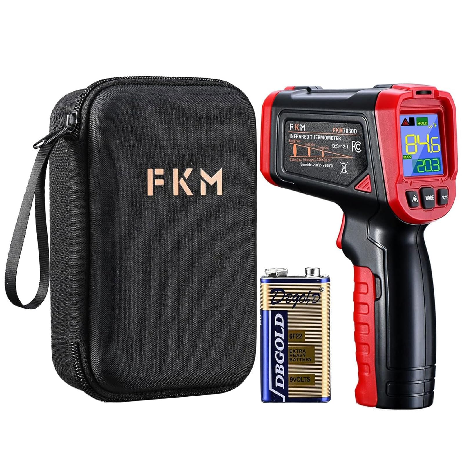 Infrared Thermometer Gun- FKM Digital Temperature Gun with Patented Circular Laser, Non Contact Laser Thermometer Gun for Cooking/Ovens/Home Repairs, -58℉~1022℉ (-50℃-550℃), Not for Use on Humans…