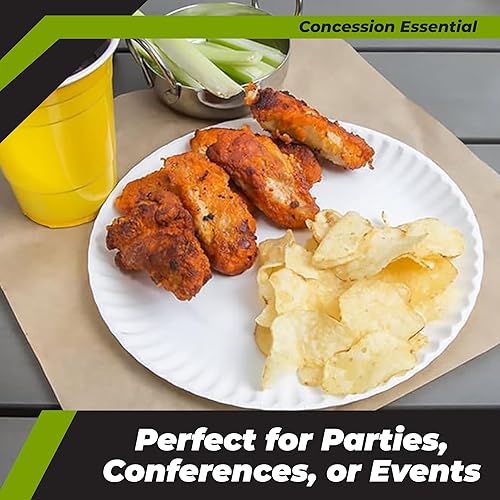 Miniatura 5 de Concession Essentials Platos de papel de uso diario sin recubrimiento de 9 pulgadas, desechables, a granel, color blanco, caja de 1,200 unidades