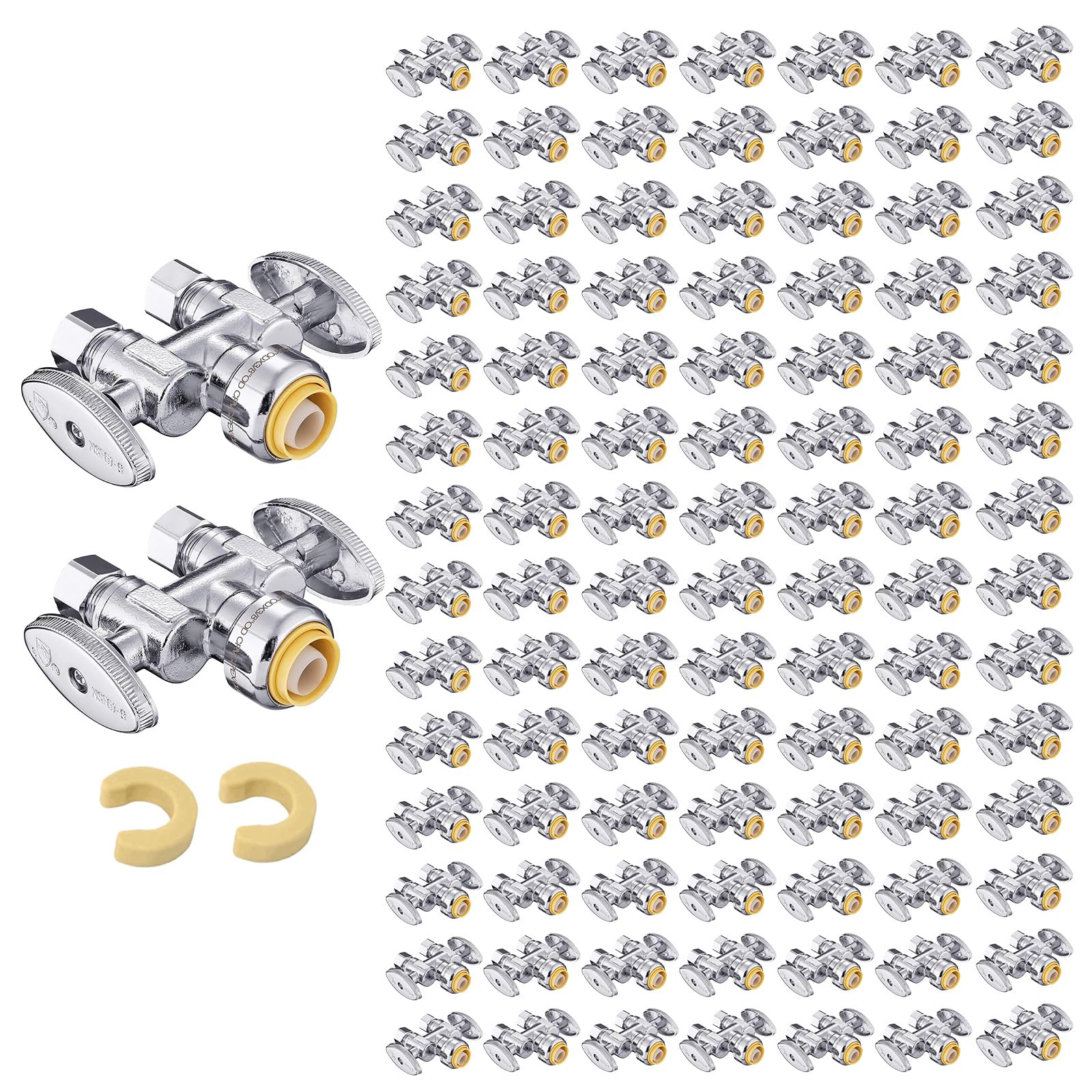 100Pcs EFIELD 1/2"Push x Dual 3/8"OD Straight Stop Valve(PF-VALVE039-100)