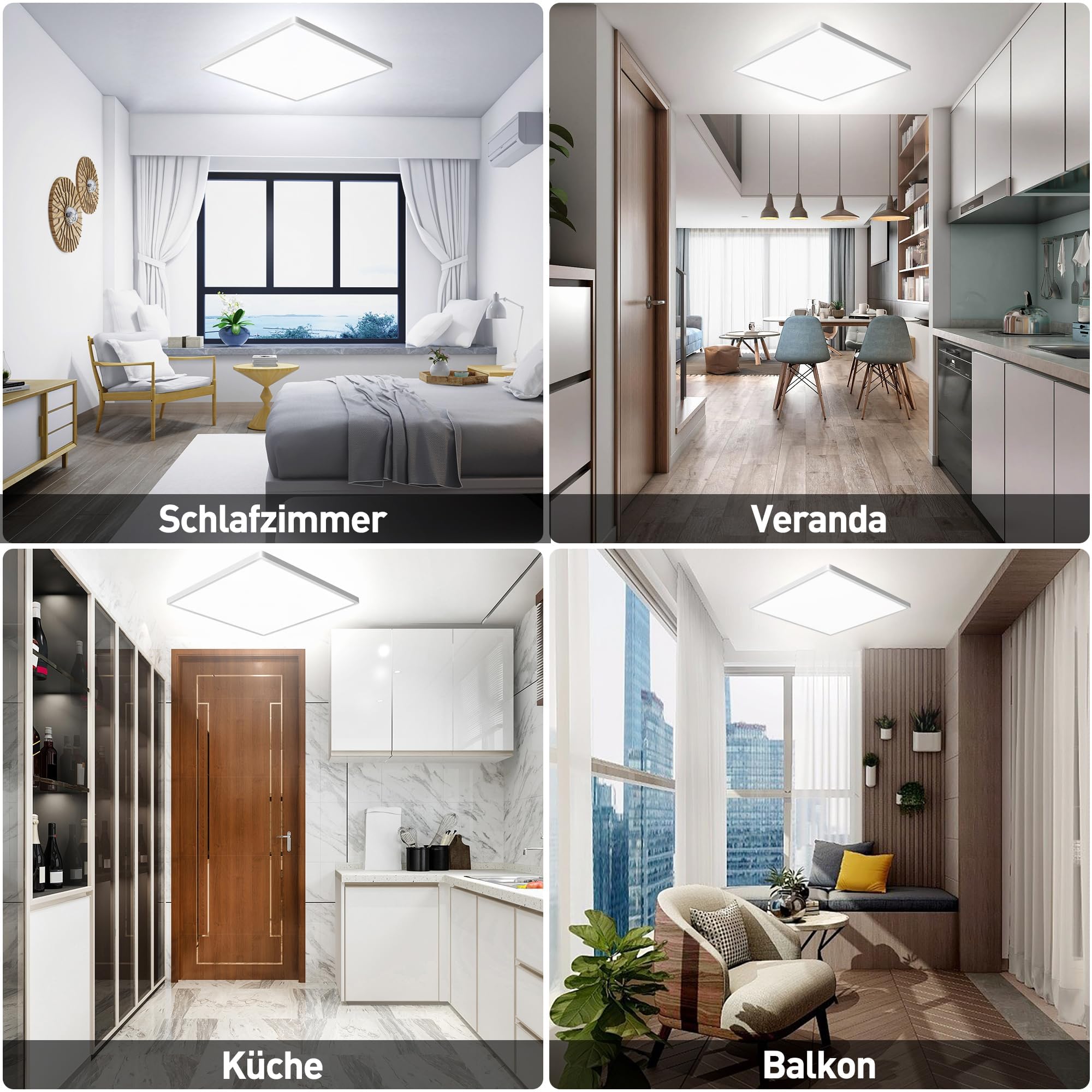 4 Stück Led Deckenleuchte Eckig Deckenlampe 24W 5000K Lampen Led Deckenbeleuchtung für Badezimmer Schlafzimmer Wohnzimmer Küche Bad Keller Balkon,Ultra Dünn Wohnzimmerleuchte 29*H2.5cm