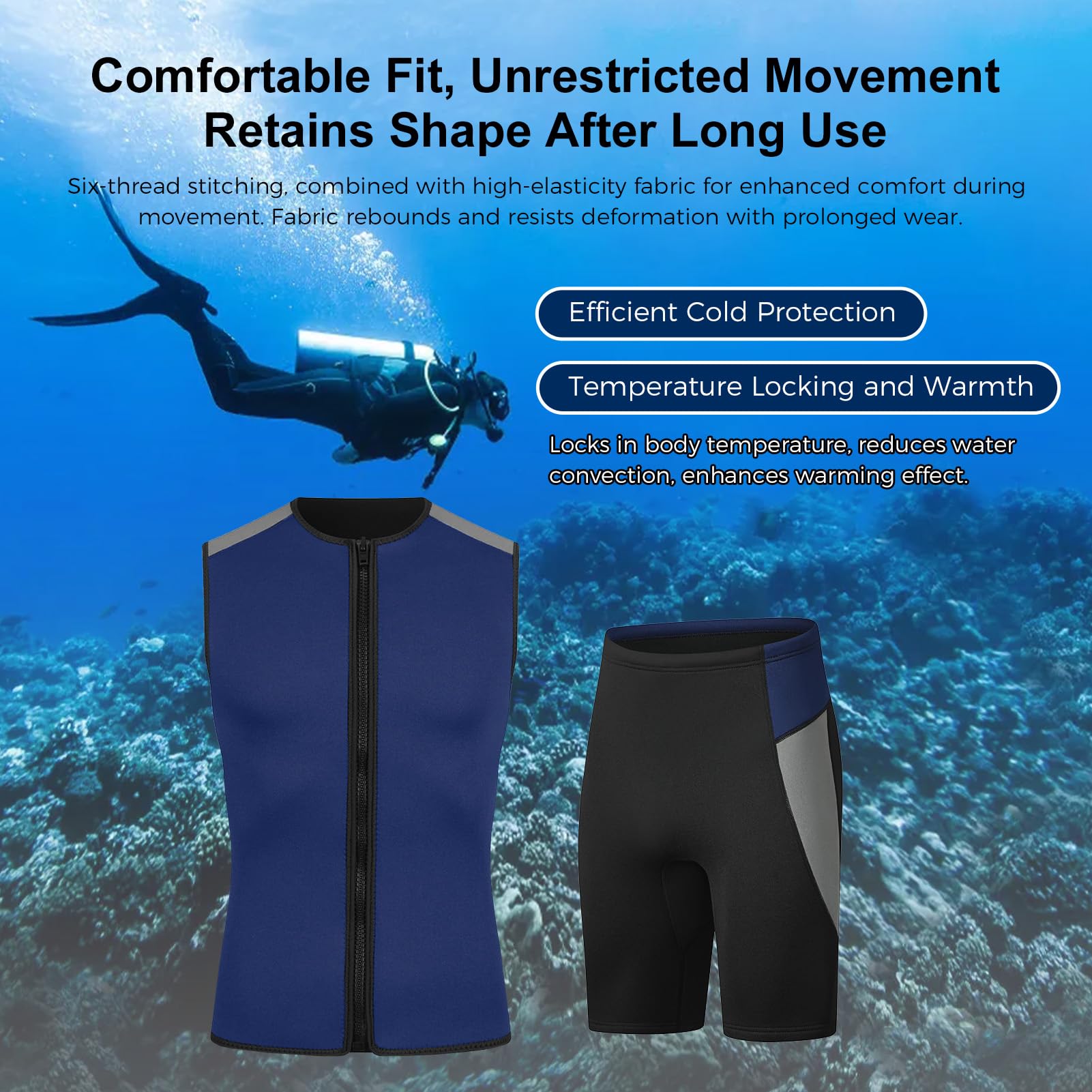 3mm Thermisch Ärmellose Neoprenanzug Herren Damen, Frontreißverschluss Wetsuit Kurzarmanzug zum Schwimmen Tauchen Surfen