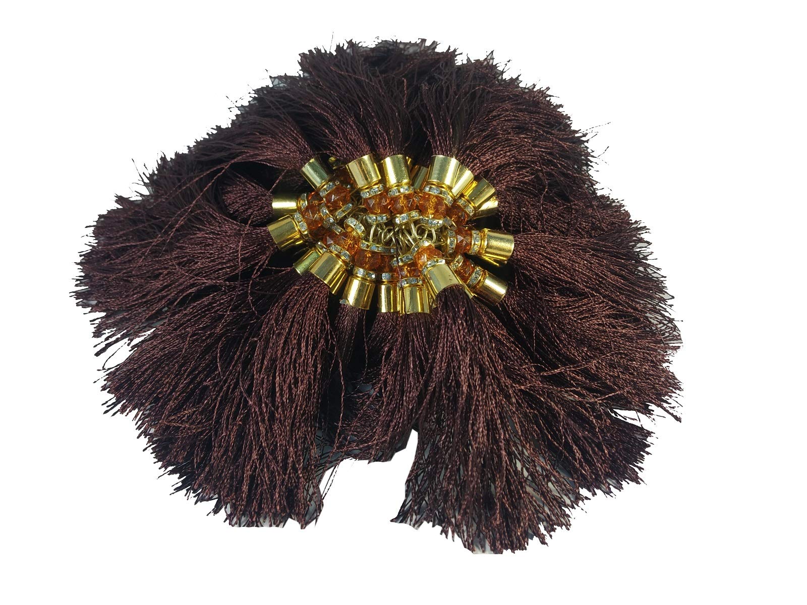De-Ultimate CWG0107-06 (50 pcs Set,7.62 cm Long) Multi-Purpose Embroidery Material (Brown) Ethnic Hanging Tassels/Latkan for Saree,Suit,Lehenga,Dresses Embellishing,Craftworks, Decorations