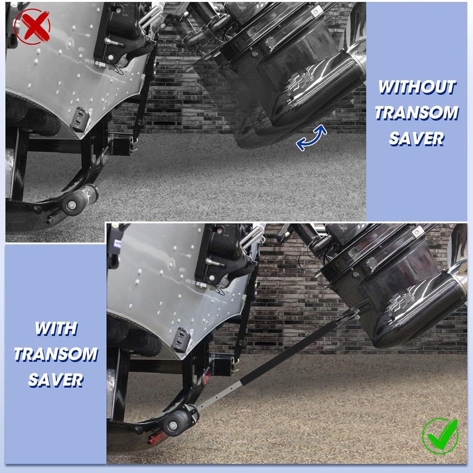 Fabater Économiseur D'économiseur de Transom, 23-35 Pouces éconore de Transom de Choc Réglable avec Tête Composite, Support de Moteur Hors-bord pour Rouleaux et Montures de Remorque