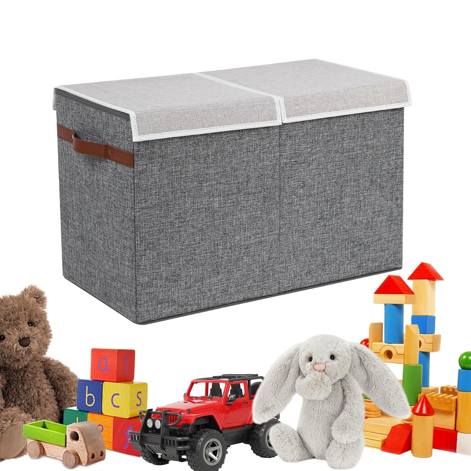 Cassapanca per giocattoli pieghevole, organizer per vestiti, leggero, contenitore per giocattoli con design rimovibile, contenitore per giocattoli per soggiorno, camera da letto e aree giochi per | Grande organizer per giocattoli con coperchio, contenitor