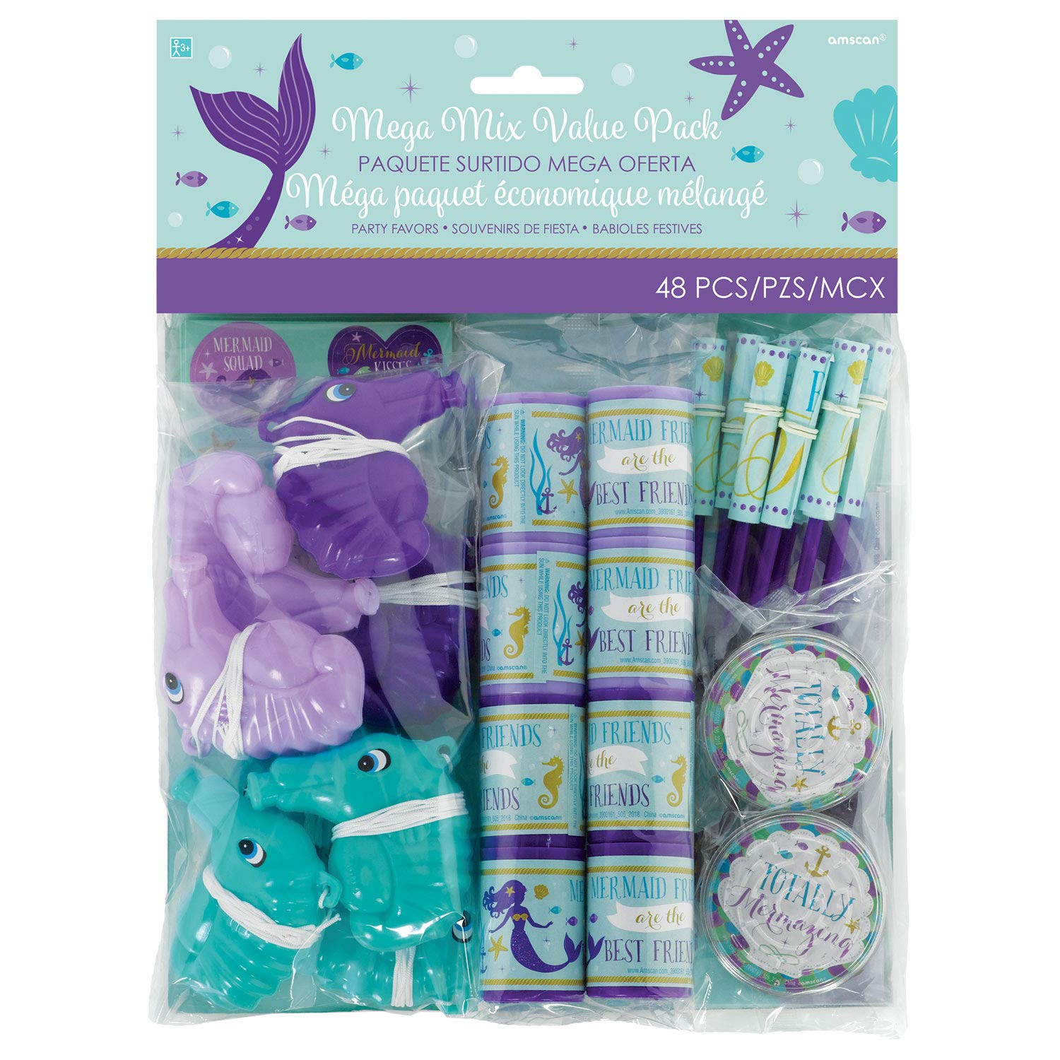 amscan Mermaid wishes mega mix value pack favors 48pcs