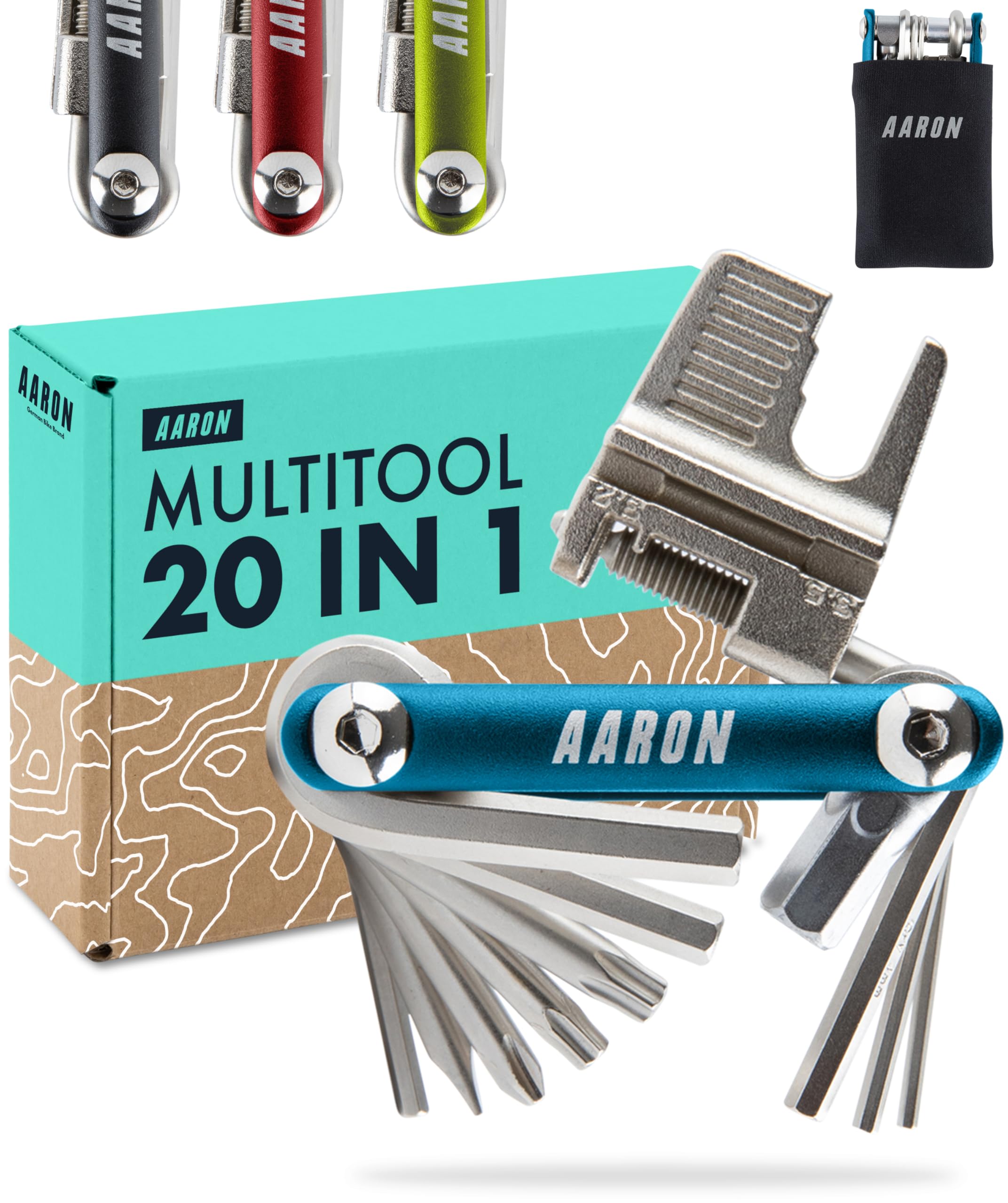 Aaron Blue Bicycle Multitool - 20 In 1 Multifunctional Bike Tool - Stainless Steel/Aluminium