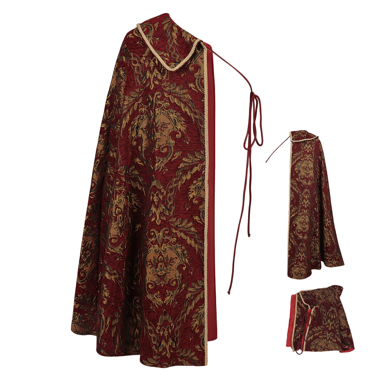 Cape médiévale – Costume de noble demi-épaule avec motif brocart – Cape Renaissance | Pour cosplay, festival, Halloween, jeu de rôle et performance théâtrale