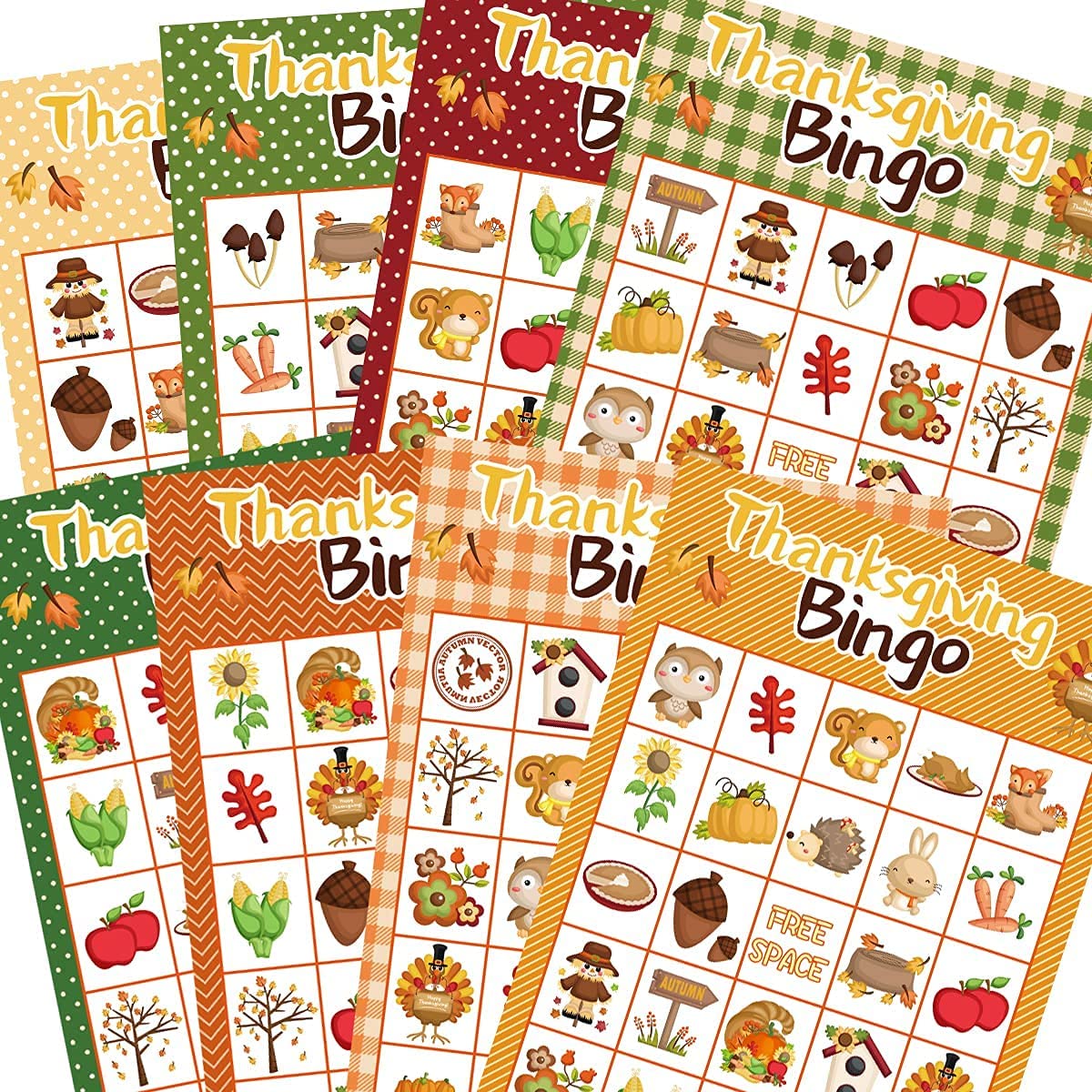 FANCY LAND Thanksgiving Bingo Game for Kids 24 Players Multi Color Holiday School Activity Party Game Supplies