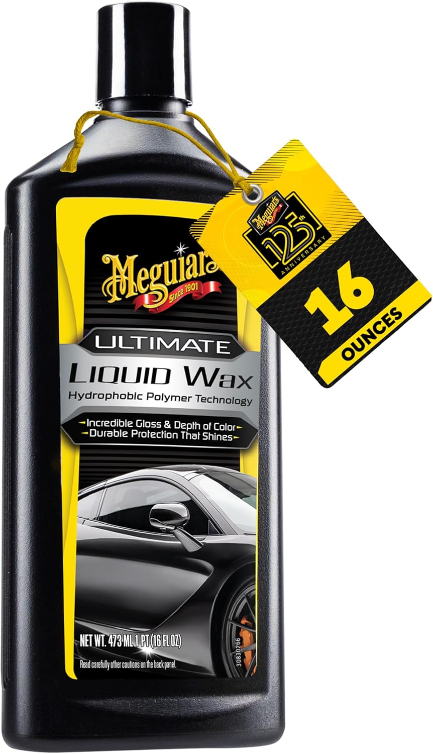 Meguiar's Ultimate Liquid Wax - Improved Synthetic Formula for Long-Lasting Shine, Hydrophobic Protection & Easy Application, 16oz Kit