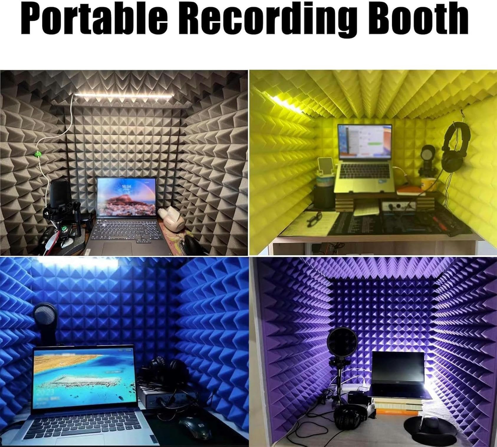 Cabina di registrazione insonorizzata portatile, scatola di isolamento per microfono fai da te, cabina audio senza eco per la registrazione vocale domestica e in movimento