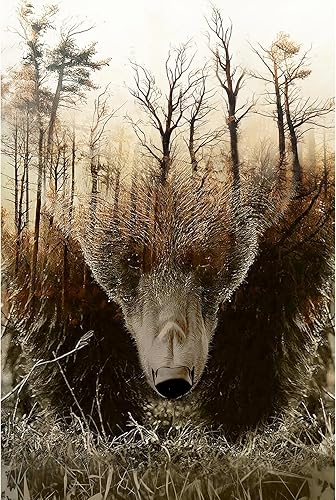 WOZUIBAN Rompecabezas clásico para adultos, rompecabezas de madera de 1000 piezas, rompecabezas de madera, mapa del bosque, oso, decoración moderna