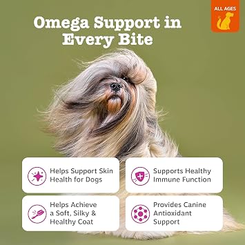 Zesty Paws Salmon Oil for Dogs Skin and Coat, Omega 3 Fish Oil Chews, Dog Allergy Relief Chews, Itch Relief Supplement, 250 Count, Salmon Flavor