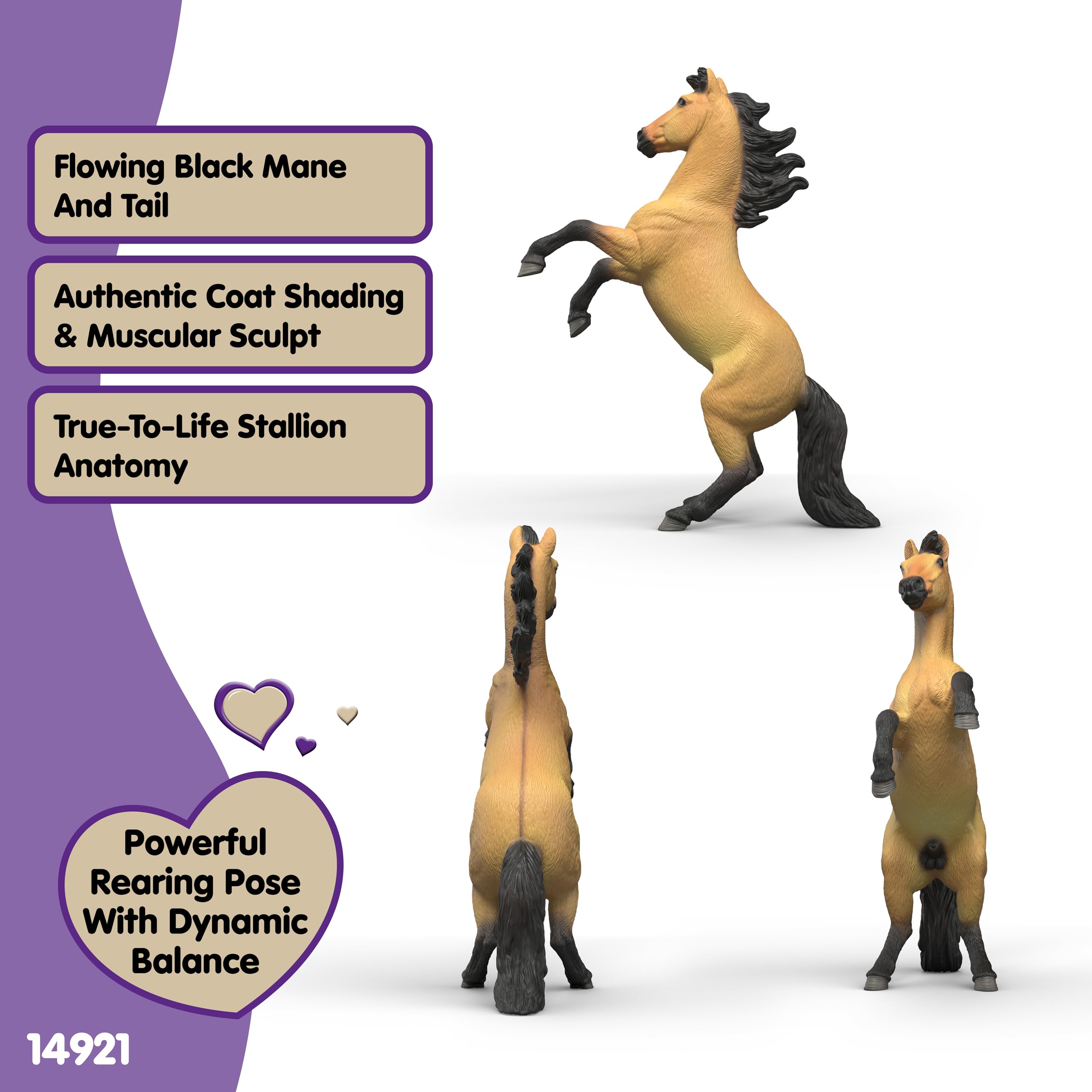 schleich Horse Club | Mustang Hengst 14921 | detailgetreues Pferd | Geschenk für Mädchen und Jungen | Deko & Sammelfigur | schleich Pferde Spielzeug für Kinder ab 5 Jahren | 12 x 5 x 16 cm - 5