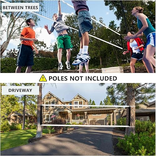 Miniatura 7 de Red de voleibol de repuesto resistente al aire libre con cable de acero, red de voleibol profesional de 32 x 3 pies para patio trasero, red de