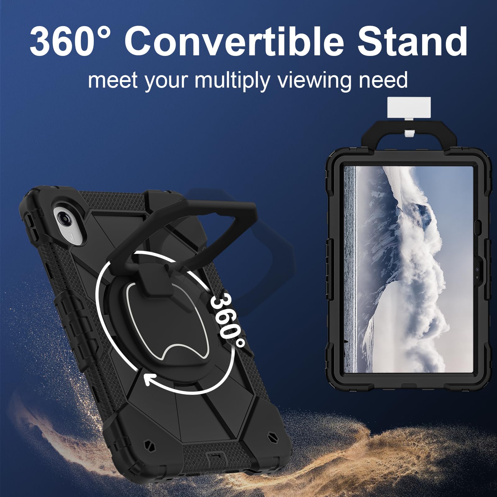 Kompatybilne z Motorola Moto Pad 60 Neo/Moto Pad 11 2026 etui z podpórką, odporne na wstrząsy etui, wytrzymałe etui, odporne na upadki, tablet PC, osłona ochronna na ramię (czarne)