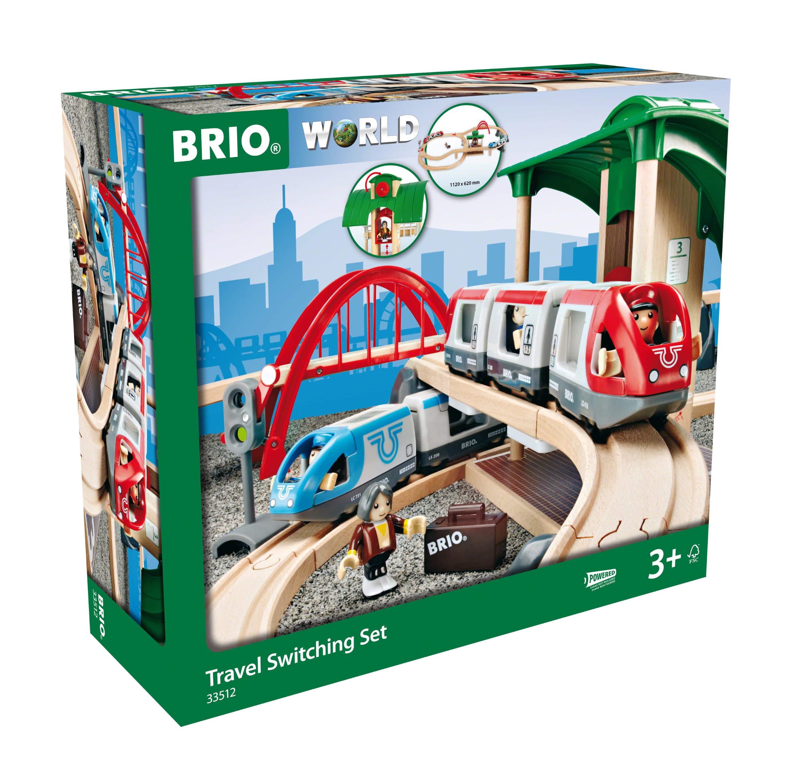 Brio World - 33512 - Circuit Plateforme Voyageurs - Coffret Complet de 42 pièces - Circuit de Train en Bois sur 2 Niveaux - Jouet Mixte à partir de 3 Ans