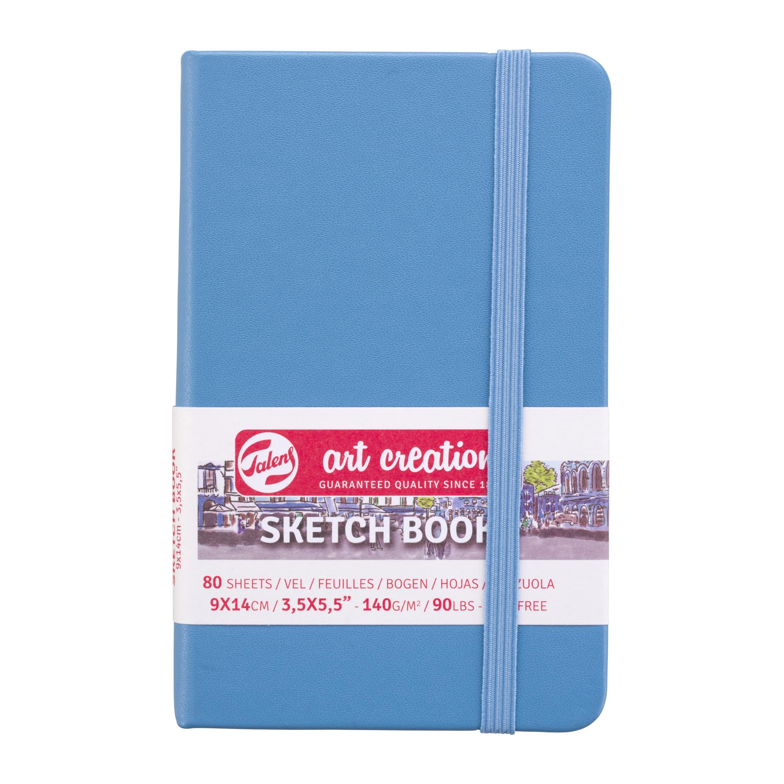 Talens Art Creation Paper - Lake Blue Sketchbook - 9 x 14 cm - 140 g/m² - 80 Sheets - Ideal for Drawing & Journaling
