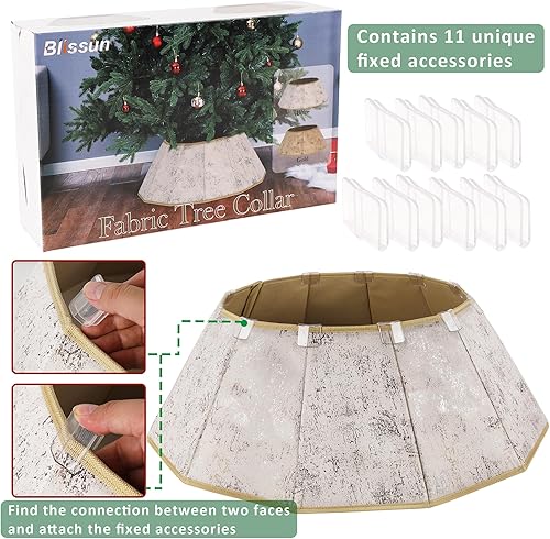 Miniatura 46 de Blissun Collar de árbol de Navidad, falda de árbol de Navidad con lentejuelas, anillo plegable para árbol de Navidad, cubierta de base
