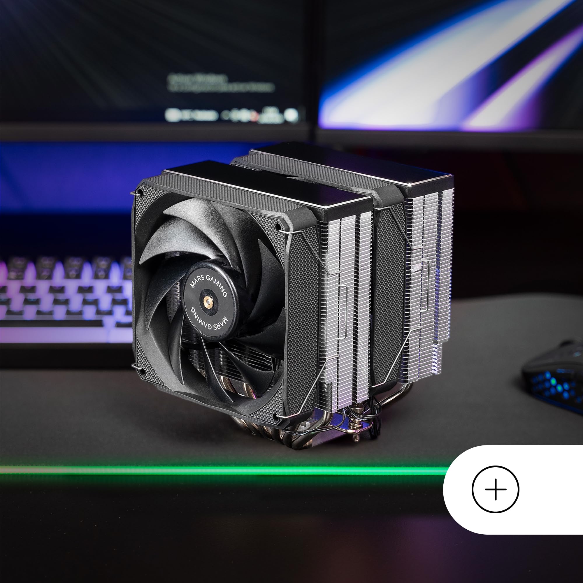 MARSGAMING MCPU-XU6, Dissipatore CPU Doppia Torre, TDP 350W, 2x Ventole con Pale Ibride e Cuscinetti FDB in Rame Iperbilanciati, 6 Heatpipes Tecnologia HCT ULTRA, Multisocket Universale, Nero