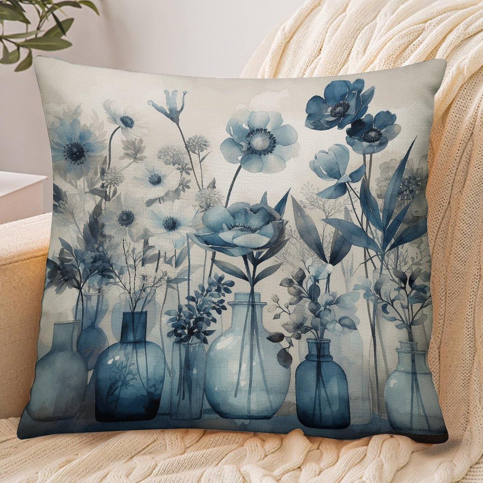 Fekiloot Style Glass Bottle And Flowers Pillowcase Pillow Sham Pillow Case