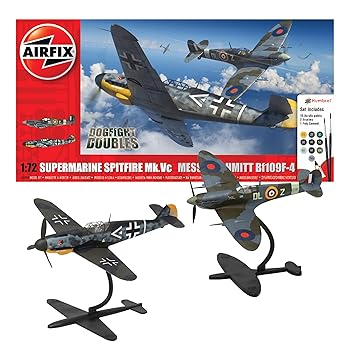 Airfix Model Plane Kits Supermarine Spitfire Mk.Vc vs Bf109F-4 Dogfight Building Set