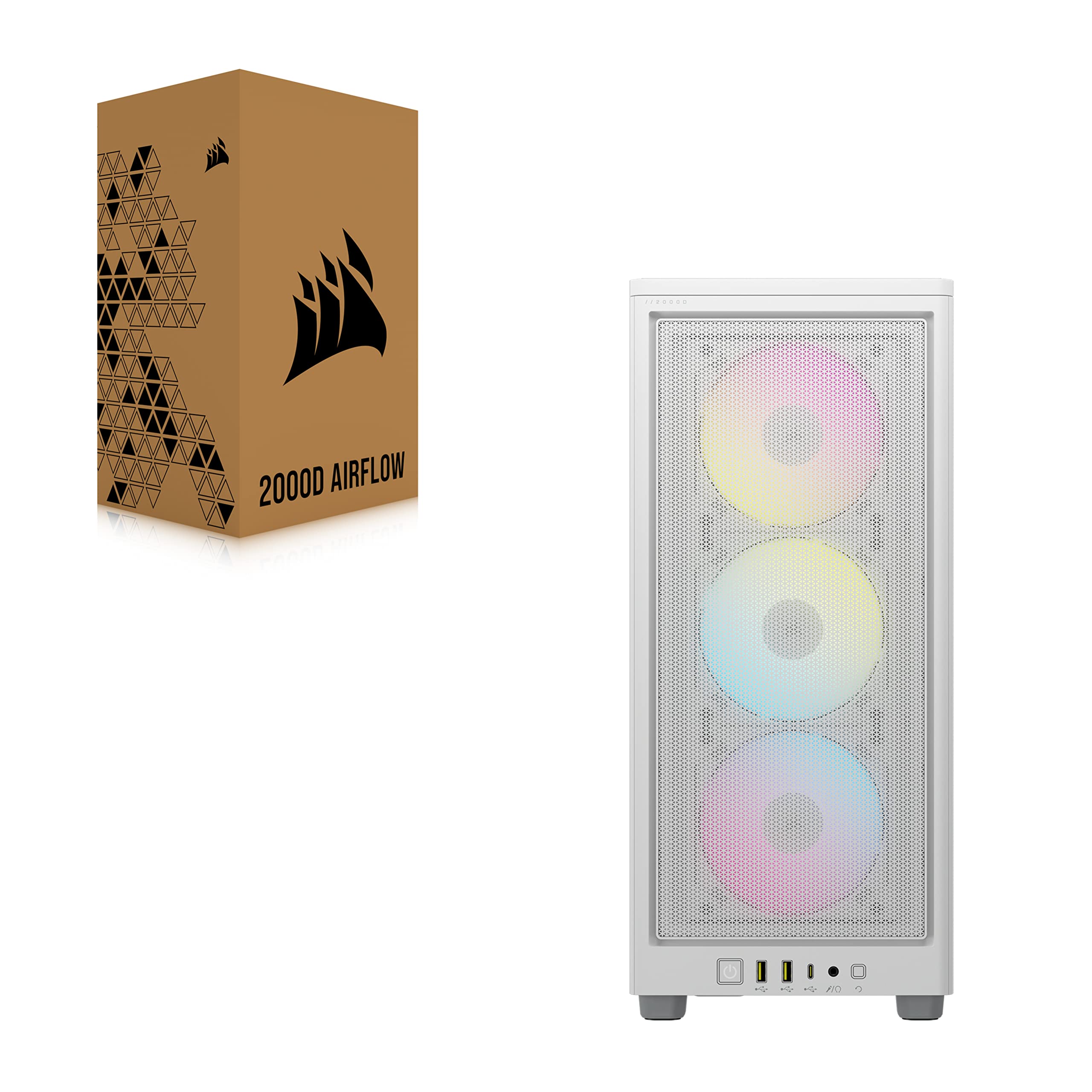 Boitier PC - CORSAIR - iCUE 2000D RGB Airflow - Mini ITX - 3 ventilateurs AF120 RGB SLIM inclus - Blanc - (CC-9011247-WW)